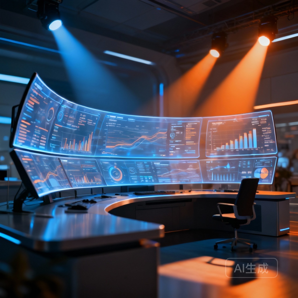 全域魔力GEO系统控制室，展示实时模型性能仪表盘